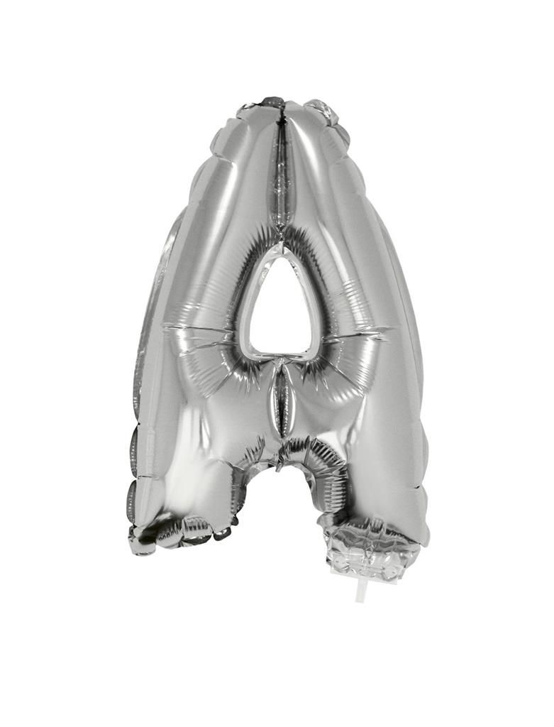 Folieballon 41cm Met Stokje Letter A Zilver