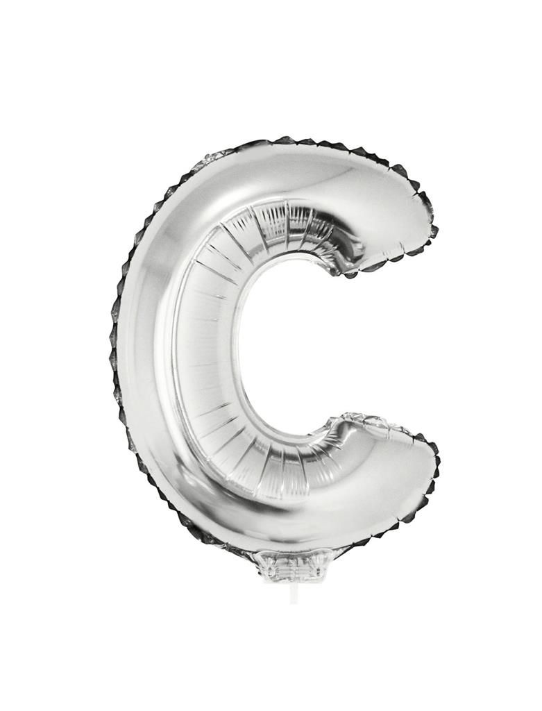 Folieballon 41cm Met Stokje Letter C Zilver