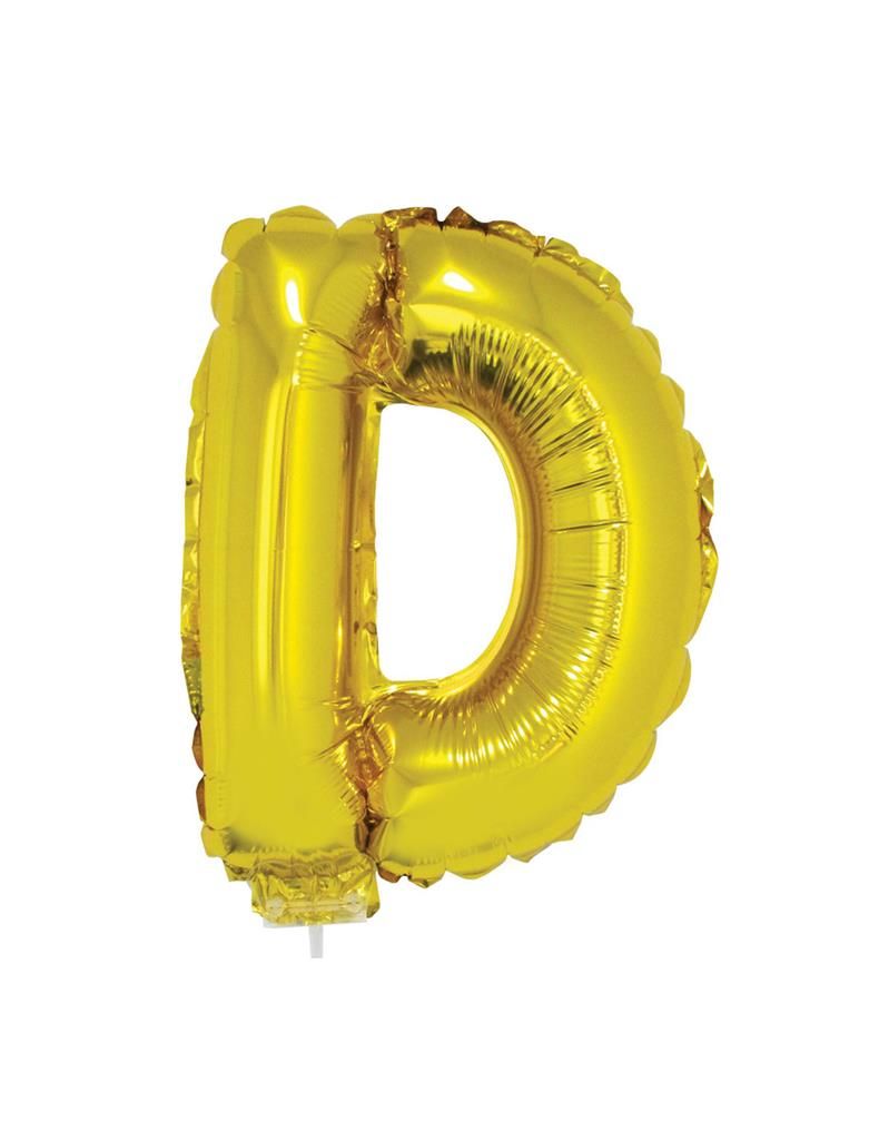 Folienballon 41cm Mit Stab Buchstabe D Gold