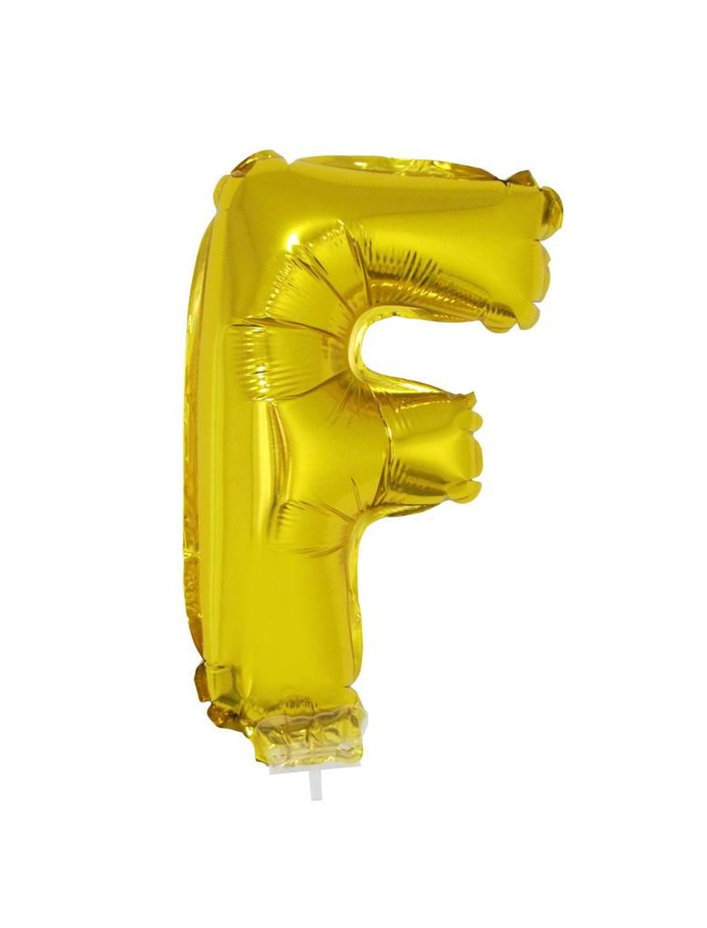 Folienballon 41cm Mit Stab Buchstabe F Gold