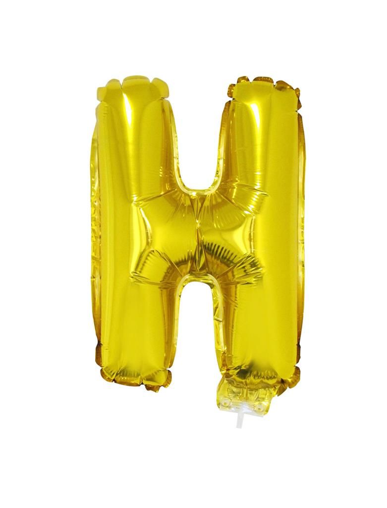 Folienballon 41cm Mit Stab Buchstabe H Gold