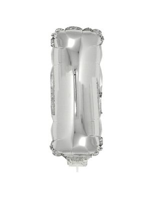 Folieballon 41cm Met Stokje Letter I Zilver