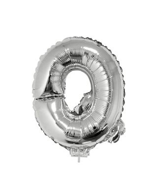 Folieballon 41cm Met Stokje Letter Q Zilver