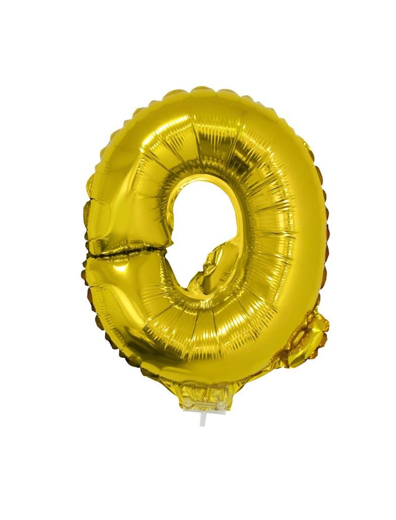 Folieballon 41cm Met Stokje Letter Q Goud