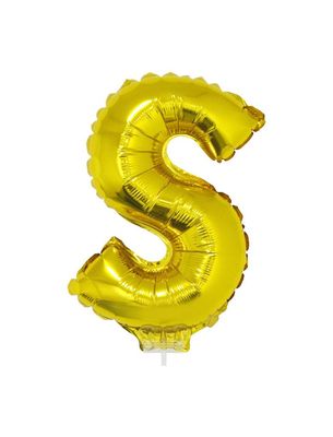 Folieballon 41cm Met Stokje Letter S Goud
