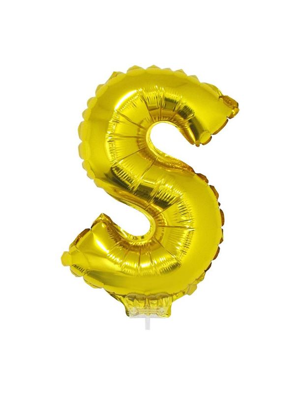 Folieballon 41cm Met Stokje Letter S Goud