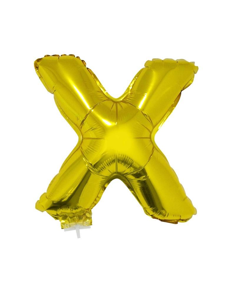 Folieballon 41cm Met Stokje Letter x Goud
