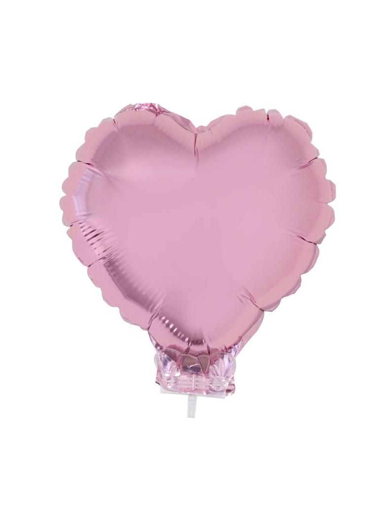 Folieballon 28cm Met Stokje Hart Roze
