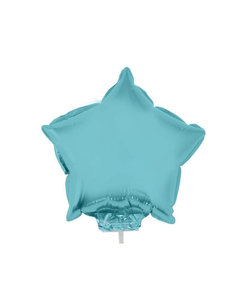 Folienballon 28cm Mit Stab Stern Hellblau