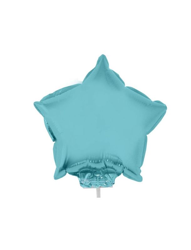 Folienballon 28cm Mit Stab Stern Hellblau