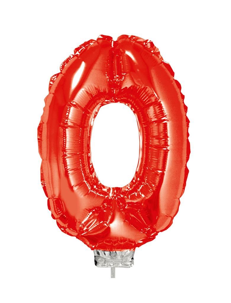 Folienballon 41cm Mit Stab Zahl 0 Rot Folienballon 41cm Mit Stab Zahl 0 Rot
