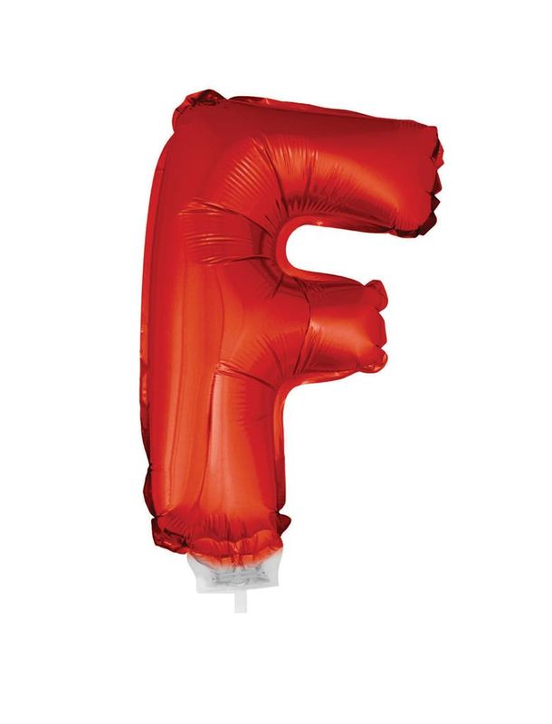 Folieballon 41cm Met Stokje Letter F Rood