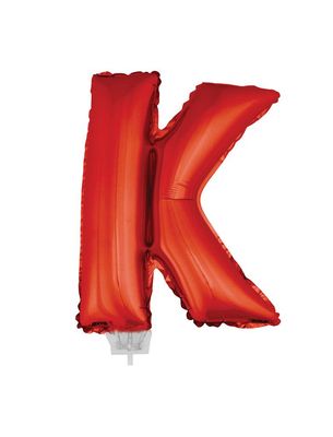 Folieballon 41cm Met Stokje Letter K Rood Folieballon 41cm Met Stokje Letter K Rood
