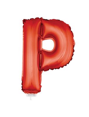 Folieballon 41cm Met Stokje Letter P Rood Folieballon 41cm Met Stokje Letter P Rood