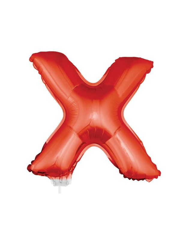 Folieballon 41cm Met Stokje Letter x Rood
