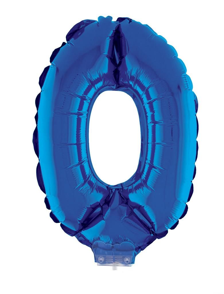 Folienballon 41cm Mit Stab Zahl 0 Blau Folienballon 41cm Mit Stab Zahl 0 Blau