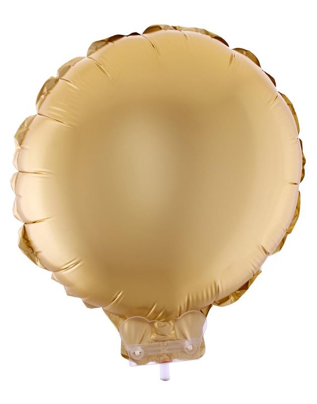 Folienballon 28cm Mit Stab Rund Chrome Gold