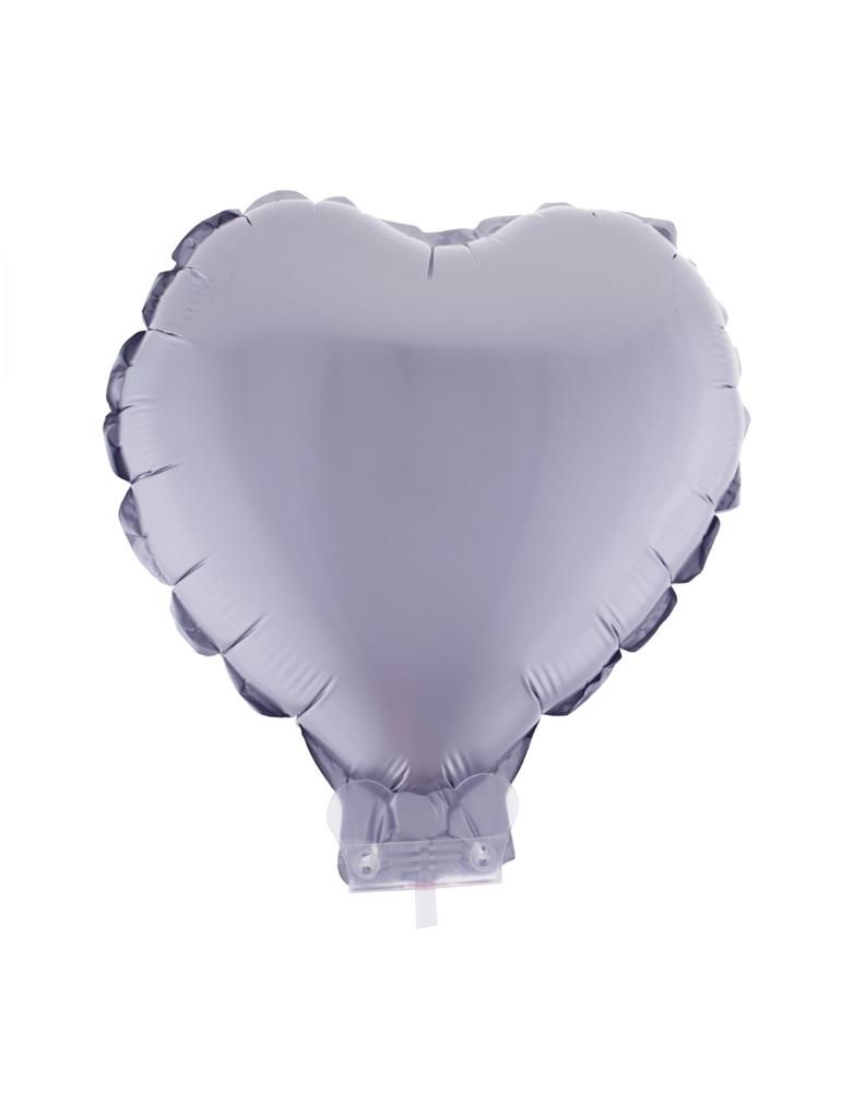 Folienballon 28cm Mit Stab Herz Chrome Silber