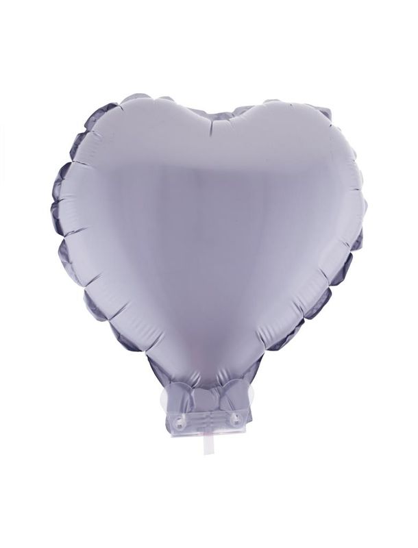 Folienballon 28cm Mit Stab Herz Chrome Silber