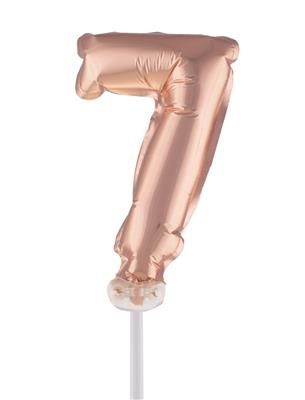 Folieballon 13cm Met Stokje Cijfer 7 Rosé Koper Folieballon 13cm Met Stokje Cijfer 7 Rosé Koper