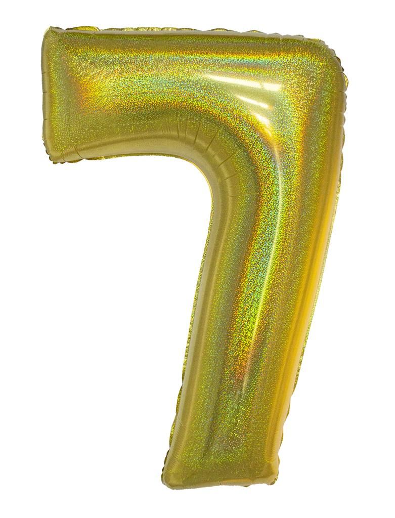 Folieballon 102cm Cijfer 7 Holografisch Goud
