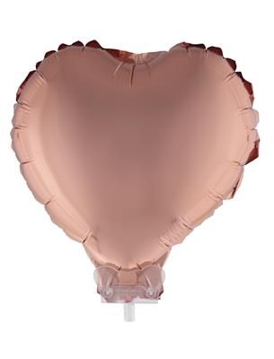 Folieballon 28cm Met Stokje Hart Rosé Koper