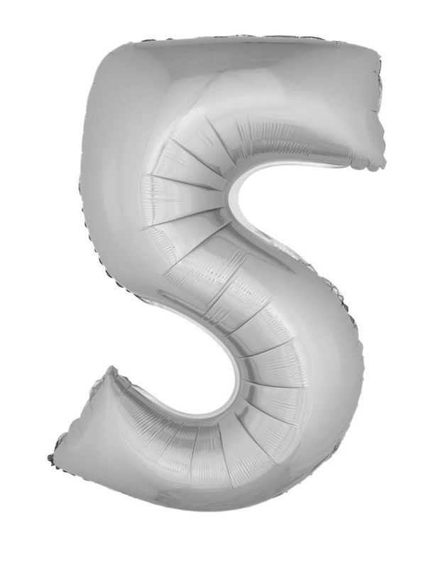 25 Folienballons 102cm Zahl 5 Silber