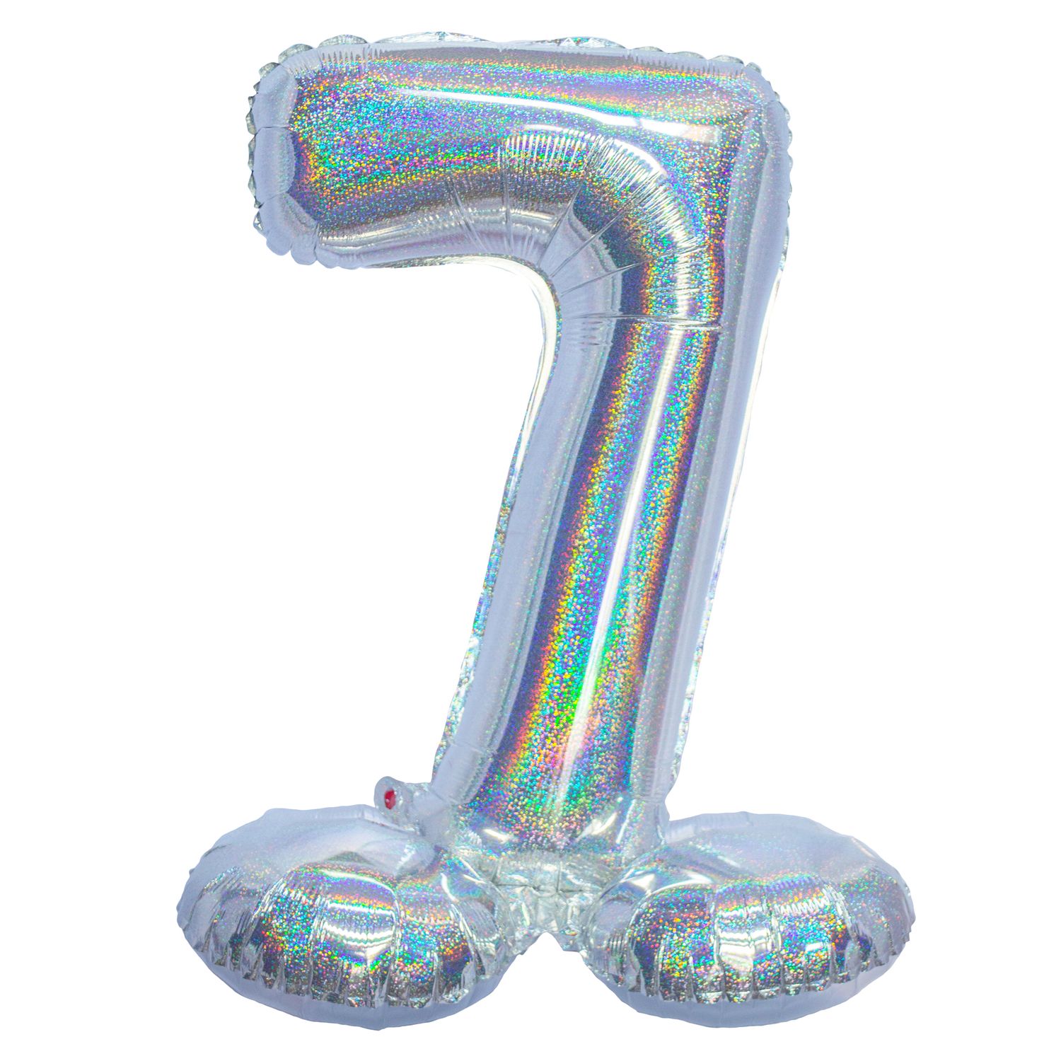 Folieballon 81cm Op Voet 7 Holografisch Zilver