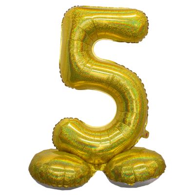Folienballon 81cm Stehend 5 Holographisch Gold