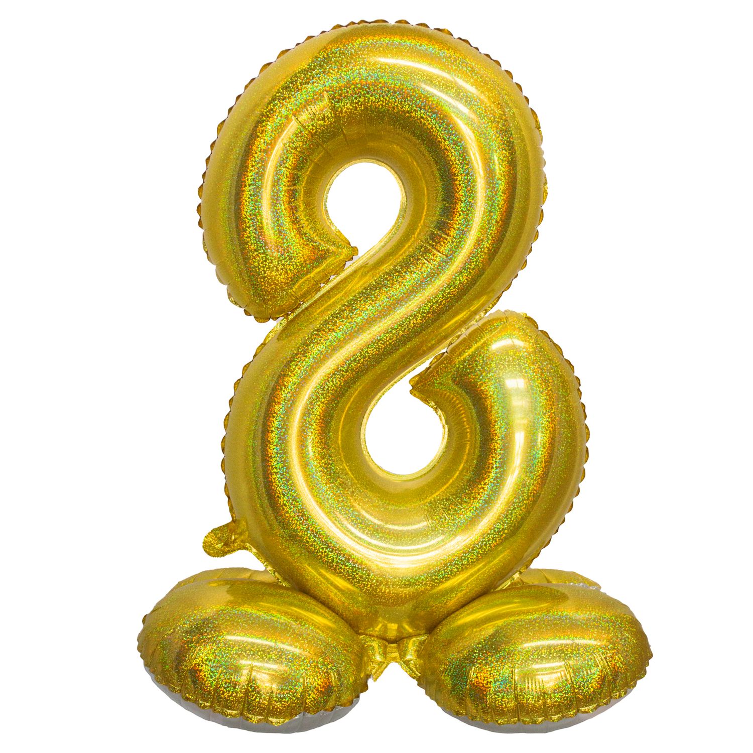 Folieballon 81cm Op Voet 8 Holografisch Goud