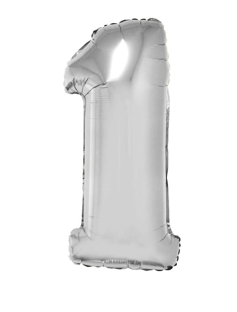 Folienballon 81cm Zahl 1 Silber