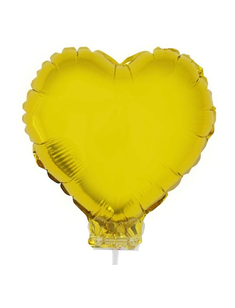 Folieballon 28cm Met Stokje Hart Goud Folieballon 28cm Met Stokje Hart Goud
