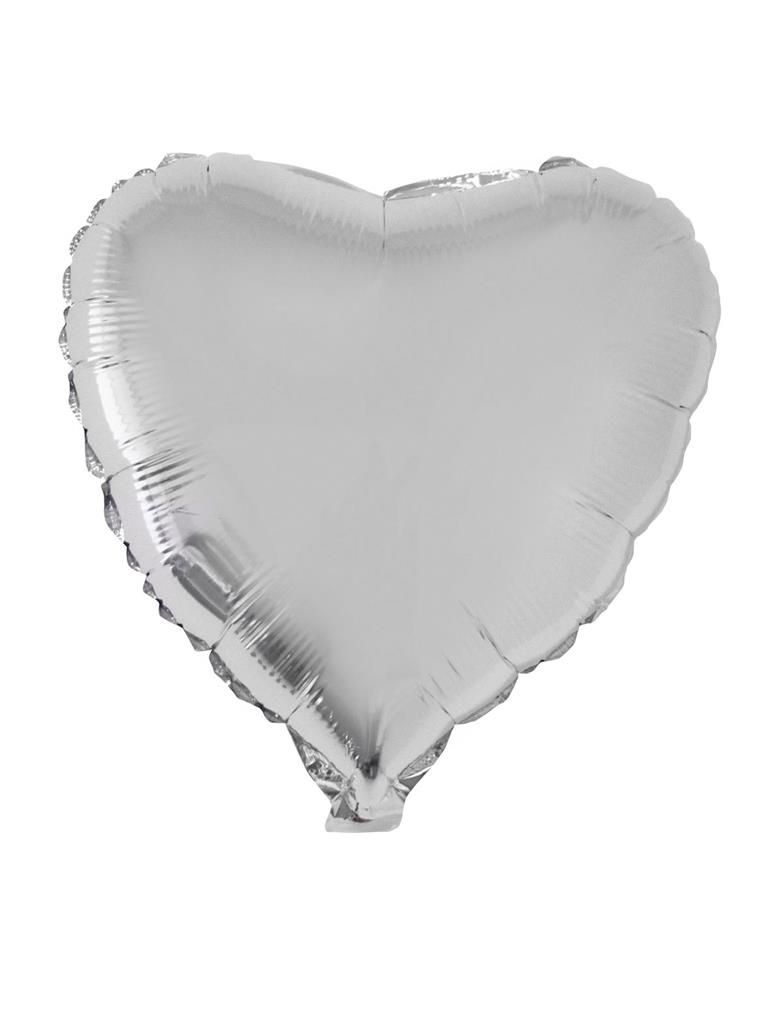 Folieballon 46cm Hart Zilver Folieballon 46cm Hart Zilver