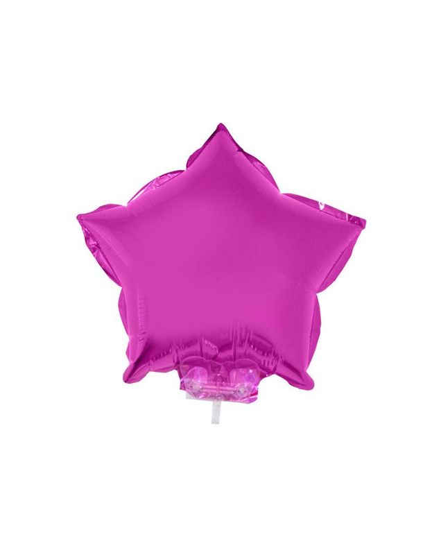 Folienballon 28cm Mit Stab Stern Fuchsia