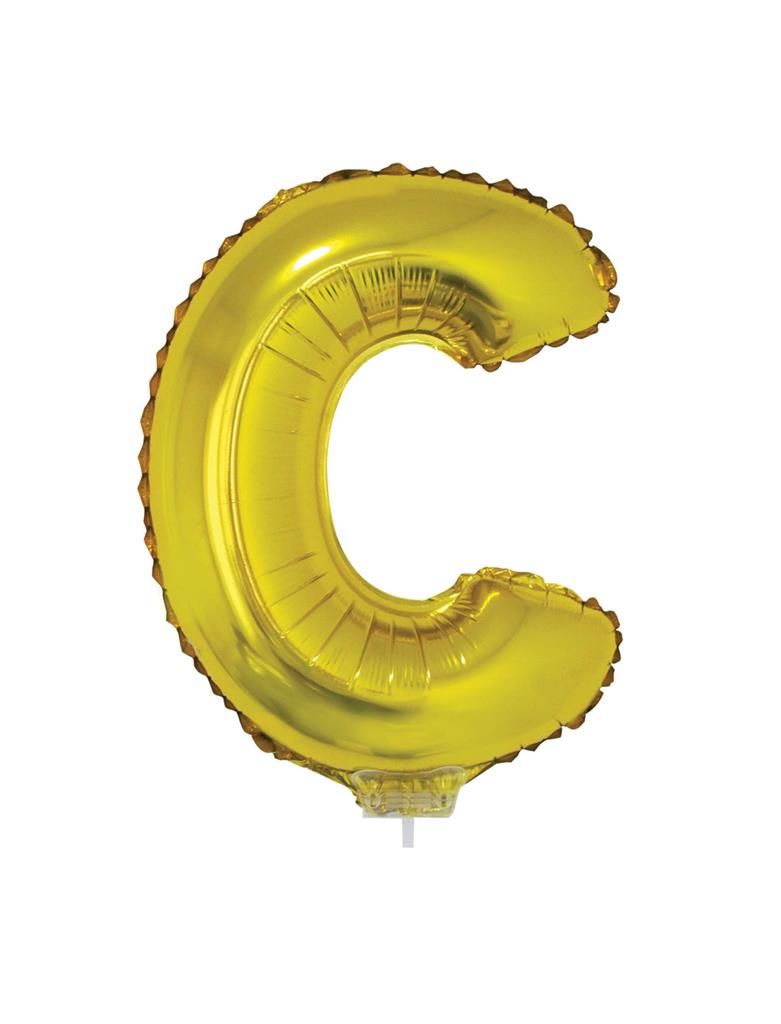 Folienballon 41cm Mit Stab Buchstabe C Gold