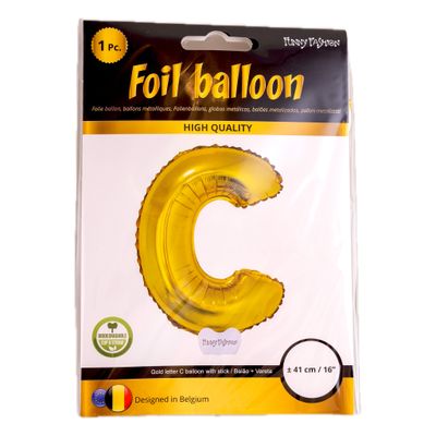 Folieballon 41cm Met Stokje Letter C Goud