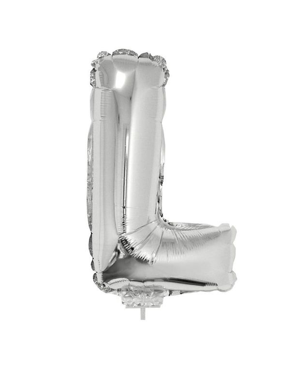 Folieballon 41cm Met Stokje Letter L Zilver