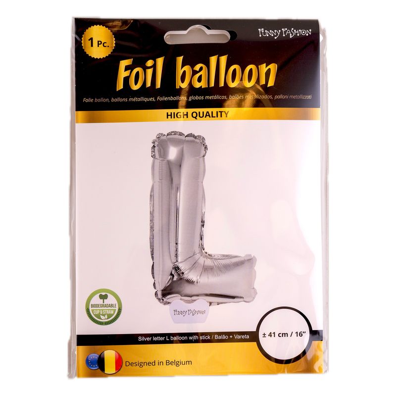 Folienballon 41cm Mit Stab Buchstabe L Silber