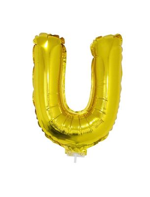 Folieballon 41cm Met Stokje Letter U Goud