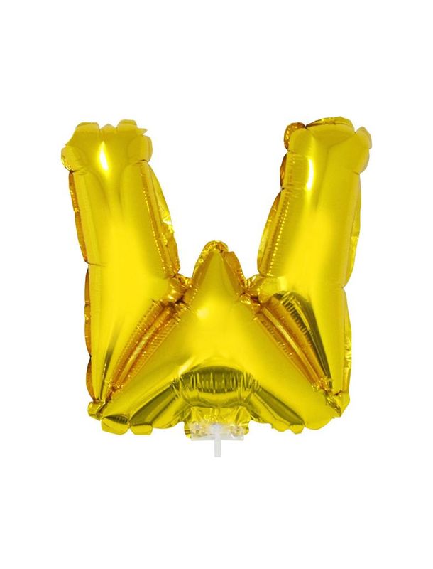 Folieballon 41cm Met Stokje Letter W Goud