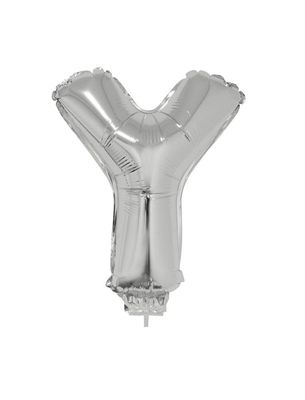 Folieballon 41cm Met Stokje Letter Y Zilver