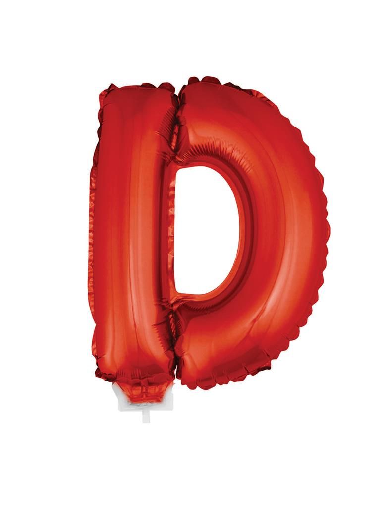 Folieballon 41cm Met Stokje Letter D Rood