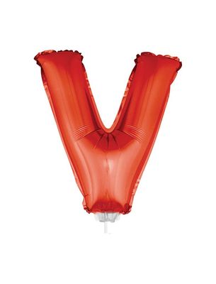 Folieballon 41cm Met Stokje Letter V Rood Folieballon 41cm Met Stokje Letter V Rood