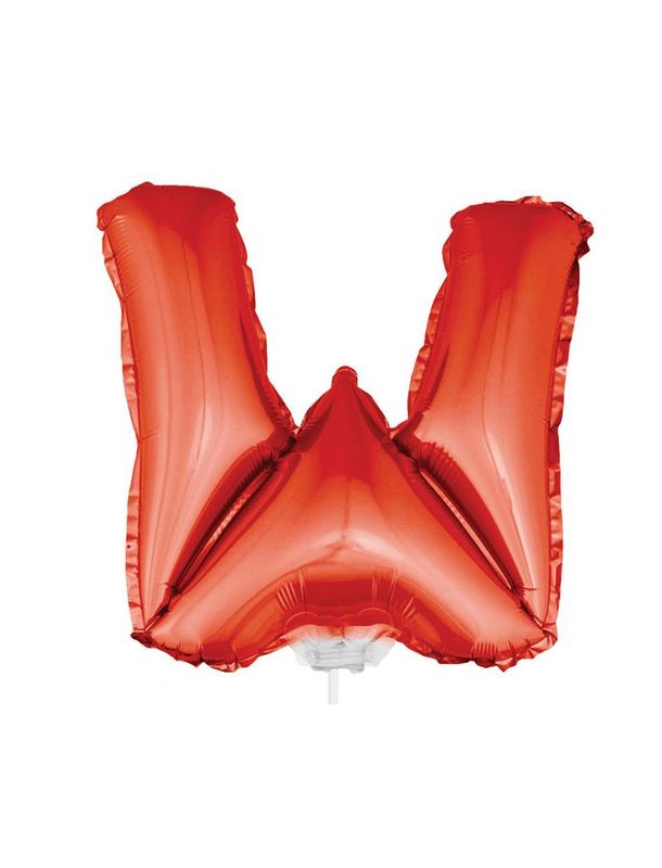 Folieballon 41cm Met Stokje Letter W Rood