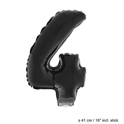 Folienballon 41cm Mit Stab Zahl 4 Schwarz