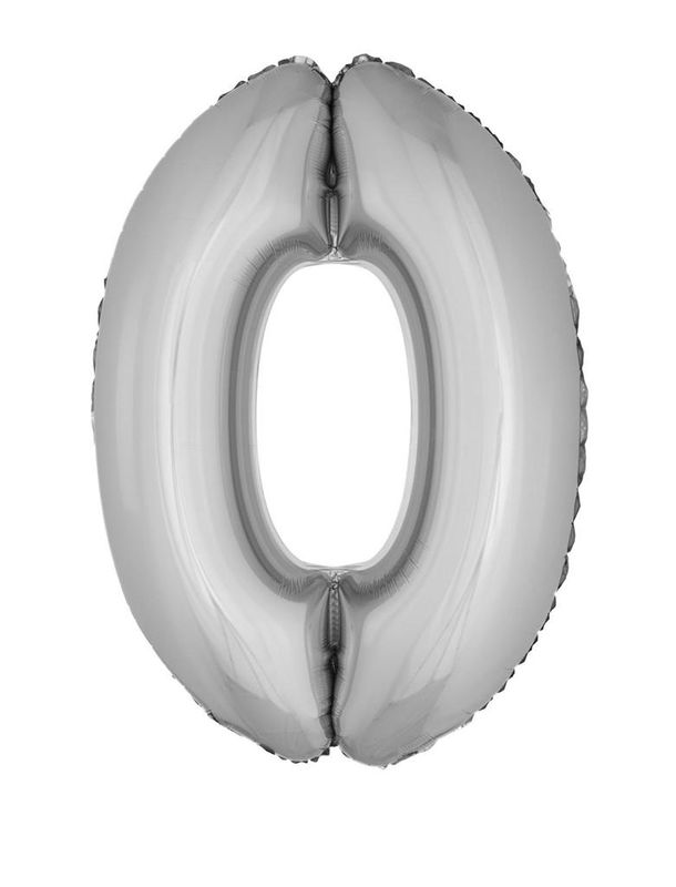 25 Folienballons 102cm Zahl 0 Silber