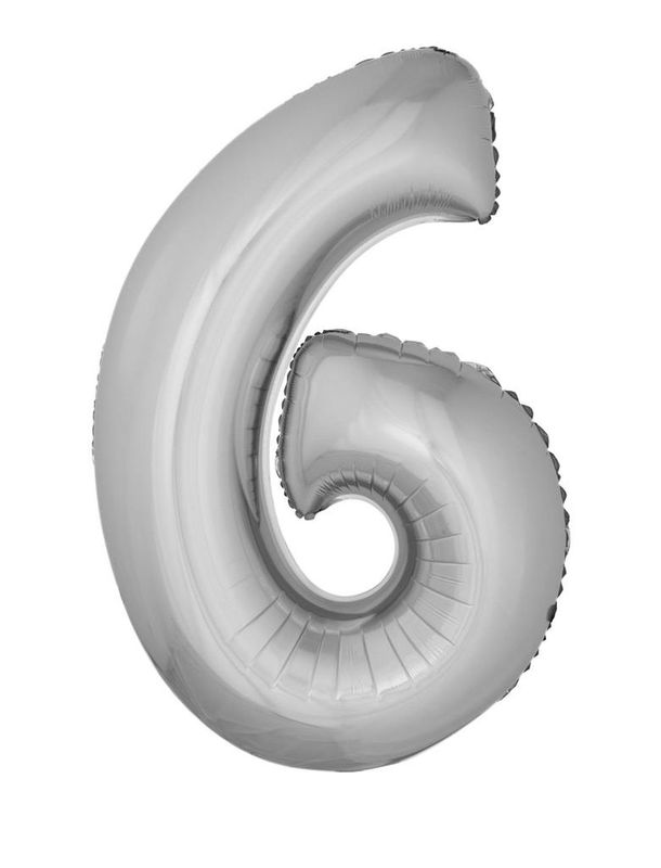 25 Folienballons 102cm Zahl 6 Silber