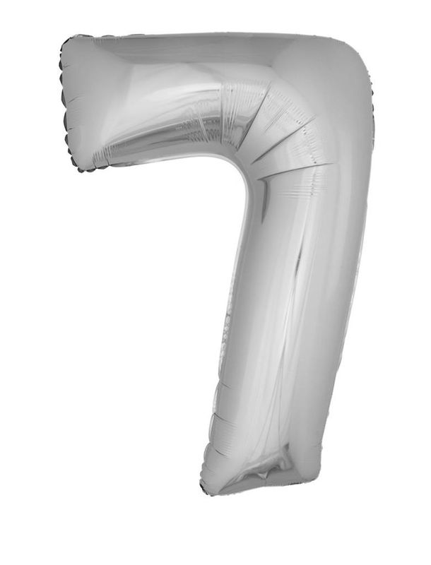 25 Folienballons 102cm Zahl 7 Silber