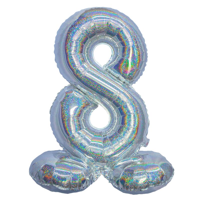 Folienballon 81cm Stehend 8 Holographisch Silber