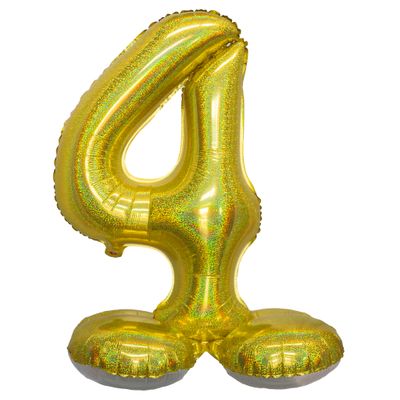 Folienballon 81cm Stehend 4 Holographisch Gold